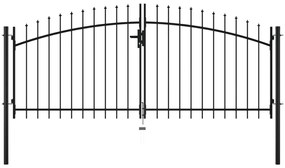Portão de cerca com porta dupla e topo em lanças 300x150 cm