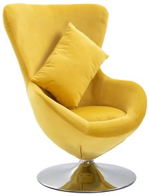 248468 vidaXL Cadeira giratória em forma de ovo c/ almofadão veludo amarelo