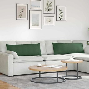 vidaXL Travesseiros de Sofá 2 pcs Verde Escuro 120 x 40 cm