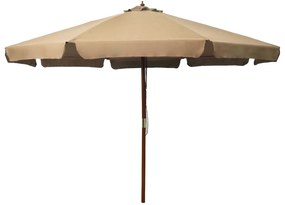 vidaXL Guarda-sol exterior c/ poste madeira 330 cm cinza-acastanhado