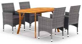 vidaXL 5 pcs conjunto de jantar para jardim cinzento