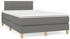 Cama boxspring com colchão 120x190 cm tecido cinzento-escuro