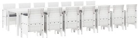 Conjunto de Jantar para Jardim 15 pcs Branco Grande Vime
