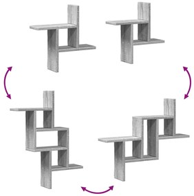 Prateleiras de parede 2 pcs derivados madeira cinzento sonoma