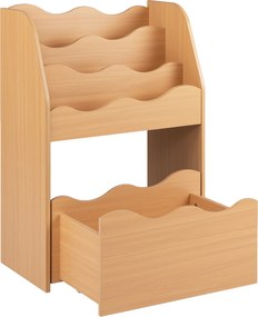 Estante Infantil para Brinquedos, 49,5 x 30 x 76 cm, Gaveta com Rodas Removível, Natural