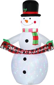 Outsunny Boneco de Neve Insuflável de Natal 205 cm com Luzes LED e Música para Jardim, Pátio, Terraço e Casa | Aosom Portugal