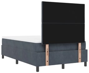 Cama Box com Colchão e Banco Cinza Escuro 120x200 cm Veludo