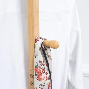 HOMCOM Cabide de Pé de Bambu Cabide de Pé para Roupas com 2 Ganchos e 3 Barras Suspensas para Entrada Corredor Dormitório Estilo Moderno 36x24x168cm Madeira