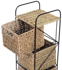 HomCom® Prateleira Cor Vime Natural e Preto Vime Metal 20x20x78cm