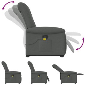Poltrona elevatória de massagens tecido cinzento-escuro