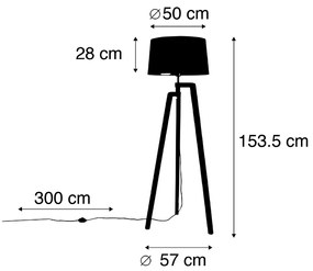 LED Tripé de candeeiro de pé inteligente com abajur preto e dourado 50 cm incluindo Wif A60 - Puros Country / Rústico