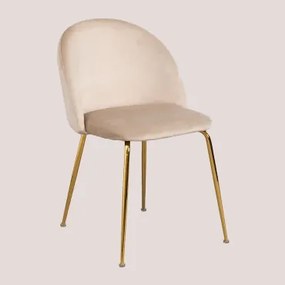 Cadeira De Jantar Estofada E Em Aço Kana Design Dourado & Velluto Castanho Trigo & Veludo - Sklum
