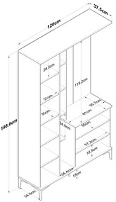 Hall Stand EA109 – Walnut White – 120x198,6x37,5 cm