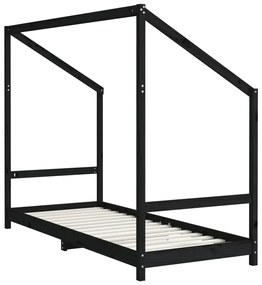 Estrutura de cama infantil 80x200 cm pinho maciço preto
