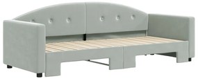 Sofá-cama com gavetão 80x200 cm veludo cinzento-claro