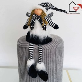 Boneca Natalícia Sentada | White&amp;Black