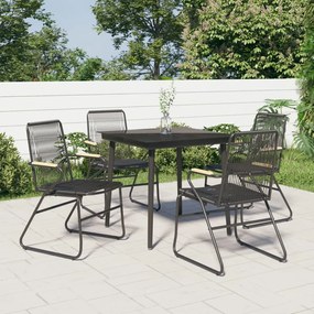 vidaXL Conjunto de jantar para jardim 5 pcs vime PVC preto
