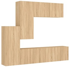 5 pcs móveis de parede p/ TV derivados madeira carvalho sonoma