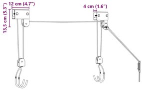 Guincho de bicicleta com suporte de teto 57 kg