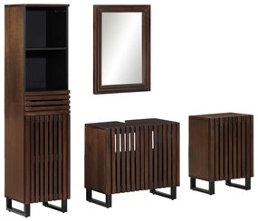vidaXL 4 pcs conj. móveis p/ casa de banho madeira de mangueira maciça