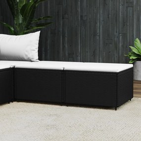 vidaXL Apoios de pés para jardim com almofadões 2 pcs vime PE preto