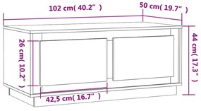 Mesa de centro 102x50x44 cm derivados madeira branco brilhante