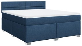 Cama com molas/colchão 180x200 cm tecido azul