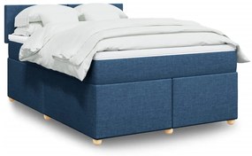 Cama com molas/colchão 160x200 cm tecido azul