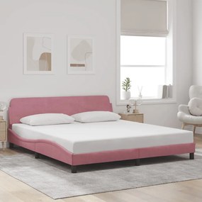 Estrutura cama c/ cabeceira sem colchão 180x200 cm veludo rosa