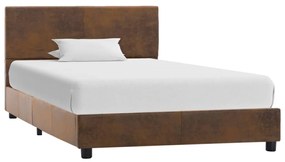 Estrutura de cama 90x200 cm camurça artificial castanho