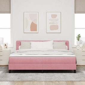 Cama Box com Colchão vidaXL Rosa Super King Veludo