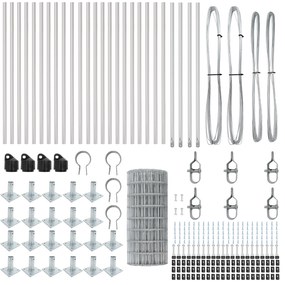 Cerca Euro com 13 Postes Flangeados 0.4x50 m Aço Galvanizado