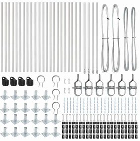 Postes de Cerca com Bases 26 pcs Ø32mm 90cm em Aço Galvanizado.