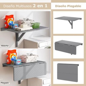 Mesa dobrável para parede 80 x 60 x 45 cm Mesa rebatível para espaços pequenos Secretária dobrável cinzenta