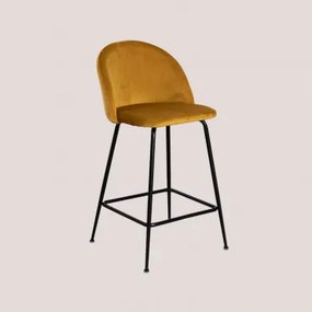 Banqueta Alta De Veludo Kana Design Preto & Mostaza & ↑65 Cm - Sklum