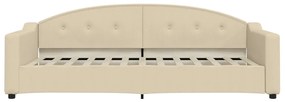 Sofá-cama com colchão 90x200 cm tecido cor creme