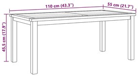 Mesa de centro Castanho 110 x 55 x 45 cm Madeira de teca sólida