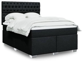 vidaXL Cama com molas/colchão 160x200 cm tecido preto
