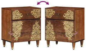 Mesa de Cabeceira Castanho mel Madeira maciça 50 x 33 x 60 cm