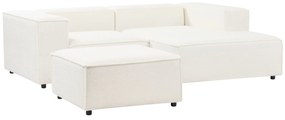 Sofá de canto modular 2 lugares com repousa-pés em tecido bouclé branco à esquerda APRICA Beliani