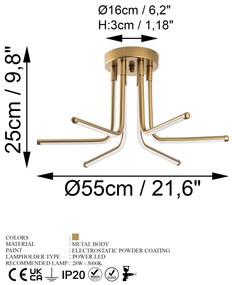 Chandelier Leddaisy – Dourado – 55 x 25 x 55 cm