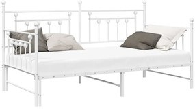 Cama Dia vidaXL com Cama Auxiliar Branca 100x200 cm em Aço