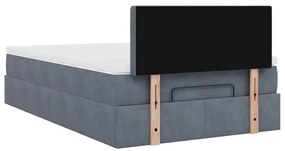 Cama otomana com colchão 120x190 cm veludo cinzento-escuro