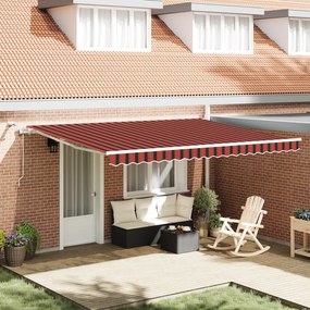 vidaXL Toldo Retrátil Automático com LED Laranja e Marrom 450x350 cm