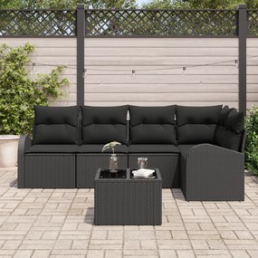 Conjunto de Sofás de Jardim com Almofadas 6 Peças Bege Rattan Poliéste