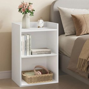 Mesa de cabeceira 30 x 40 x 60 cm Coleção Custos com compartimentos abertos para uso versátil, branca