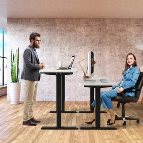 Estrutura Elétrica para Escritório "ErgoFlex" - Preto | Base Regulável
