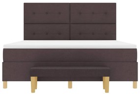 Cama Box Spring vidaXL com Colchão e Banco Castanho Escuro 180x200 cm
