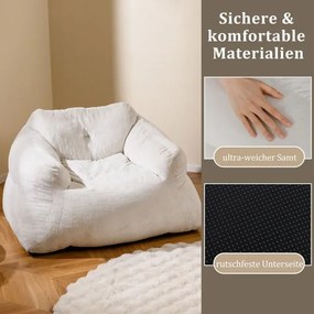Pufe tipo poltrona, com estofamento em veludo e base antiderrapante 129 x 111 x 69 cm bege