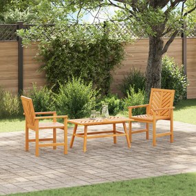 Conjunto de Lounge para Jardim de 3 Peças Madeira Sólida de Acácia